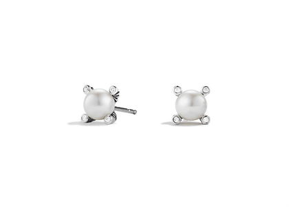 Silver Plated CZ Studded Pearl Set Stud Earring